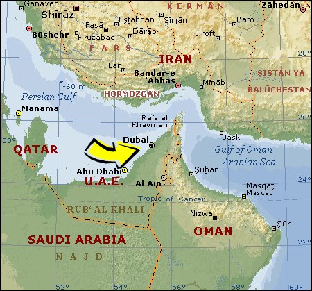 map of oman and uae